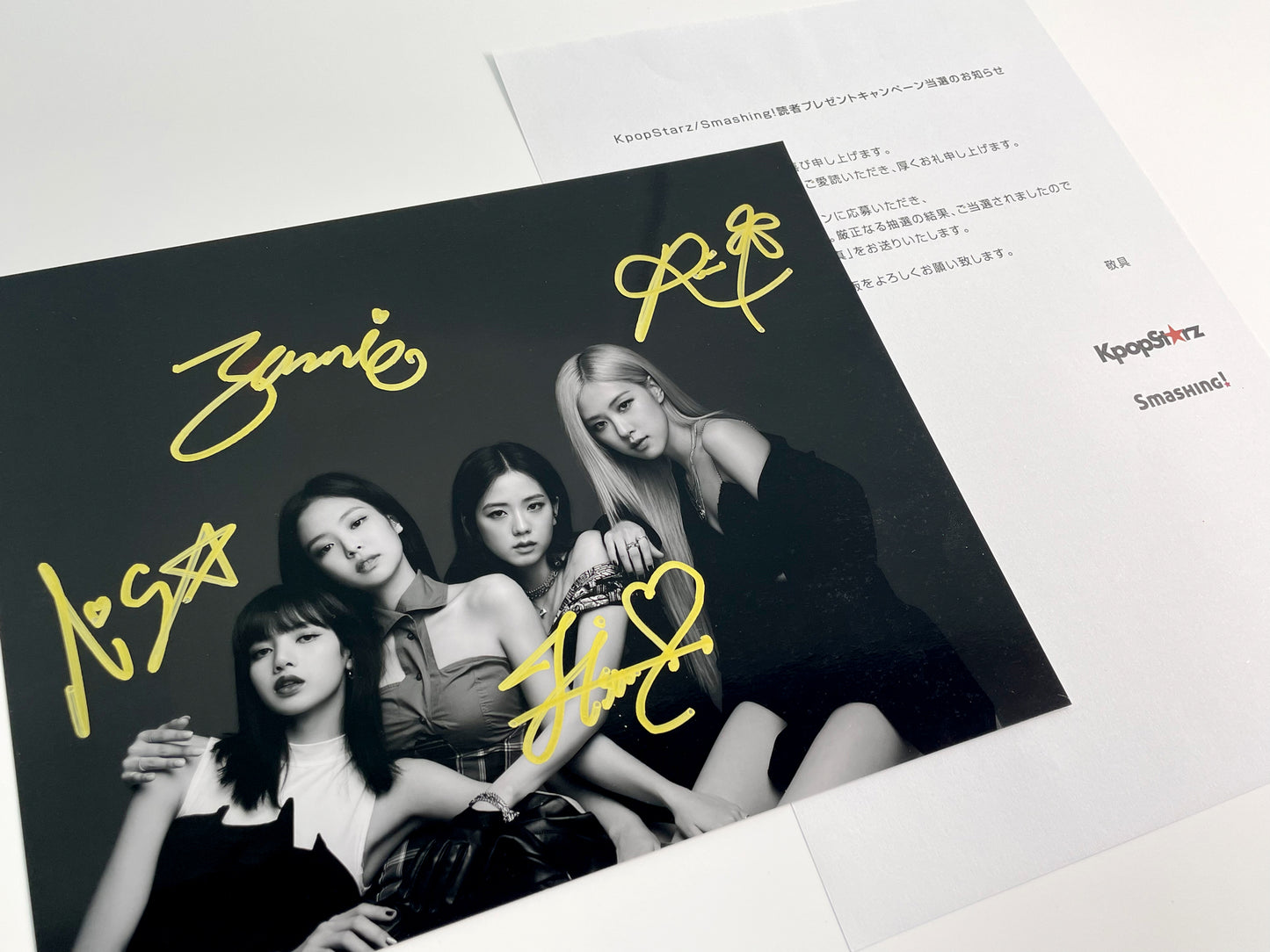 BLACKPINKブラックピンク 直筆サイン入り写真当選書付