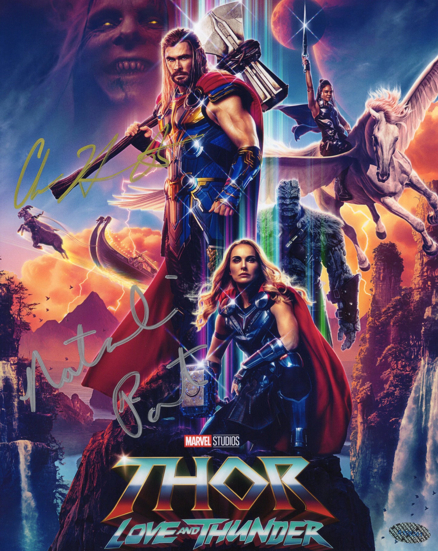 Chris Hemsworth クリス・ヘムズワース Natalie Portman ナタリー・ポートマン ソー:ラブ&サンダー 直筆サイン入り写真認証COA付