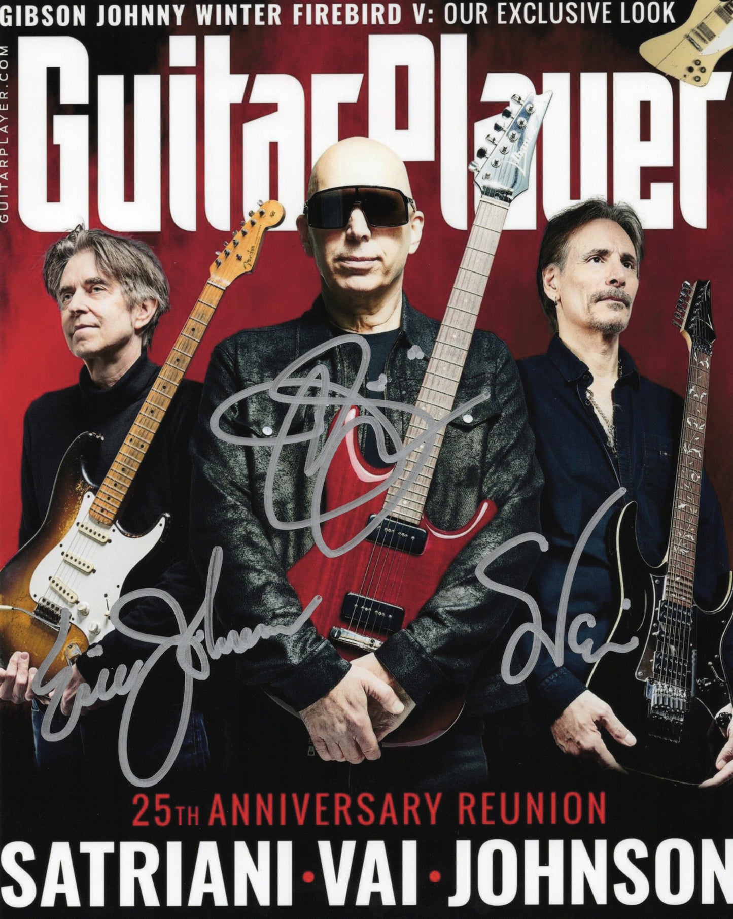 G3 Eric Johnson エリック・ジョンソン Joe Satriani ジョー・サトリアーニ Steve Vai スティーヴ・ヴァイ直筆サイン入り写真認証COA付