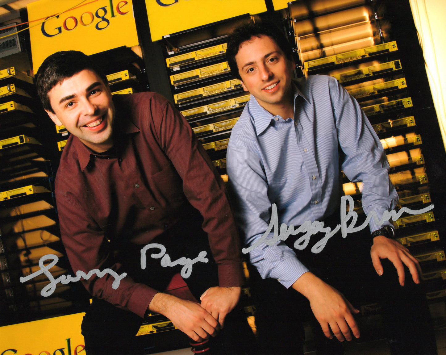 Larry Page Sergey Brin ラリー・ペイジ セルゲイ・ブリン 直筆サイン入り写真認証COA付