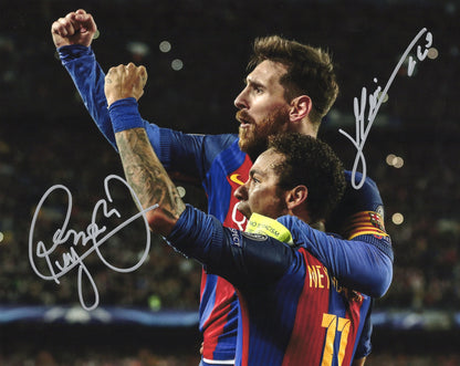 Lionel Messi リオネル・メッシ Neymar ネイマール 直筆サイン入り写真認証COA付