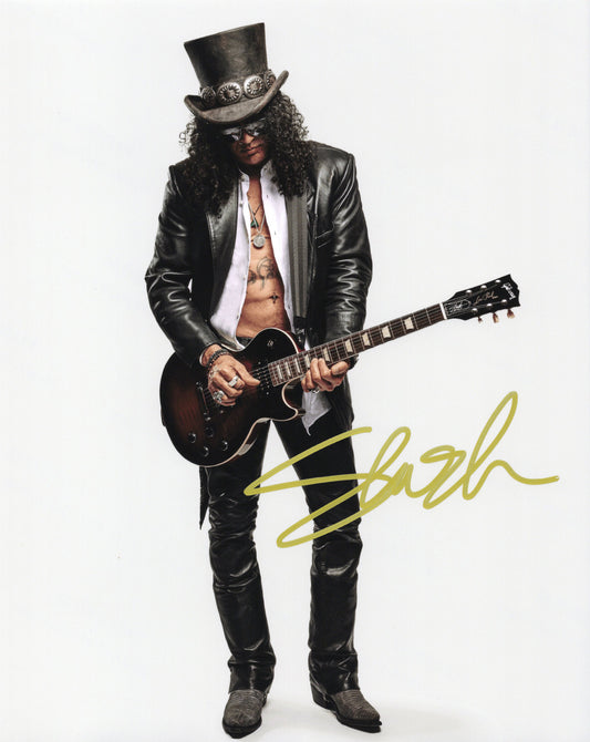 SLASH スラッシュ Guns N' Roses ガンズ・アンド・ローゼズ リードギター 直筆サイン入り写真認証COA付